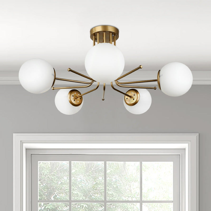 Ceiling lamp Maxidex Megapap E27 metal - glass five-light color gold Ø80x50cm.