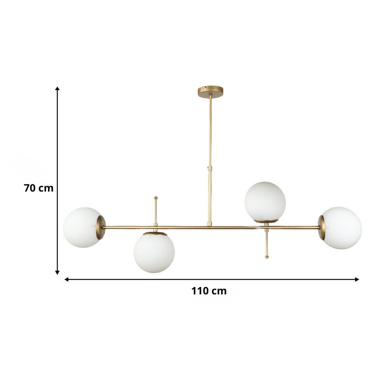 Ceiling lamp Lura Megapap E27 metal - glass four-light color gold 110x75cm.