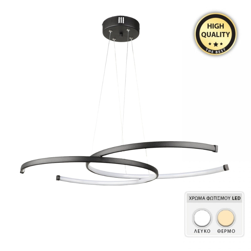 Ceiling lamp Led Cres Megapap metal color black 70x48x65cm.