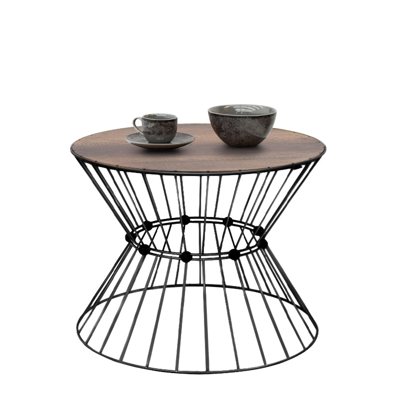 Τραπεζάκι σαλονιού Girene Megapap μεταλλικό - Mdf χρώμα μαύρο - καρυδί Ø55x42εκ. - Hippiehome.gr