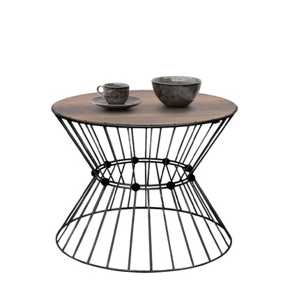 Τραπεζάκι σαλονιού Girene Megapap μεταλλικό - Mdf χρώμα μαύρο - καρυδί Ø55x42εκ. - Hippiehome.gr