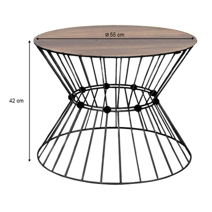 Τραπεζάκι σαλονιού Girene Megapap μεταλλικό - Mdf χρώμα μαύρο - καρυδί Ø55x42εκ. - Hippiehome.gr