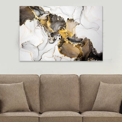 Πίνακας σε καμβά "Abstract Golden Dream" Megapap ψηφιακής εκτύπωσης 140x70x3εκ. - Hippiehome.gr