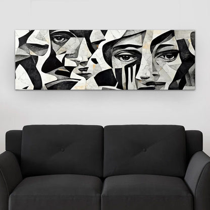 Πίνακας σε καμβά "Abstract Marble Faces" Megapap ψηφιακής εκτύπωσης 150x50x3εκ. - Hippiehome.gr