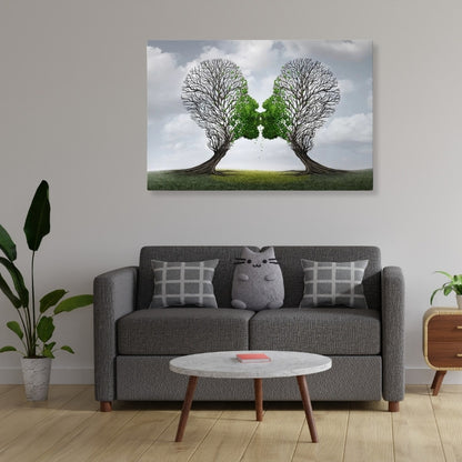 Πίνακας σε καμβά "Trees Growing With Love" Megapap ψηφιακής εκτύπωσης 100x70x3εκ. - Hippiehome.gr
