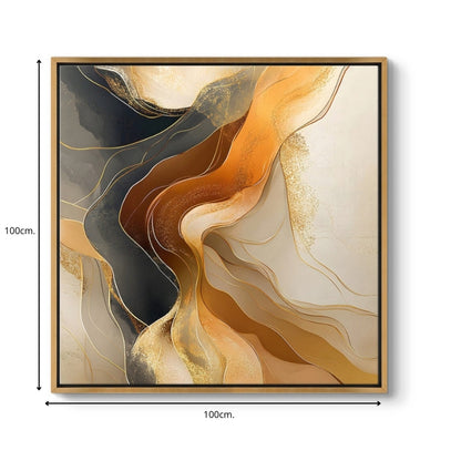 Πίνακας σε καμβά "Sand and Wind Abstract" Megapap ψηφιακής εκτύπωσης με κορνίζα χρώμα χρυσό 100x100x3εκ. - Hippiehome.gr