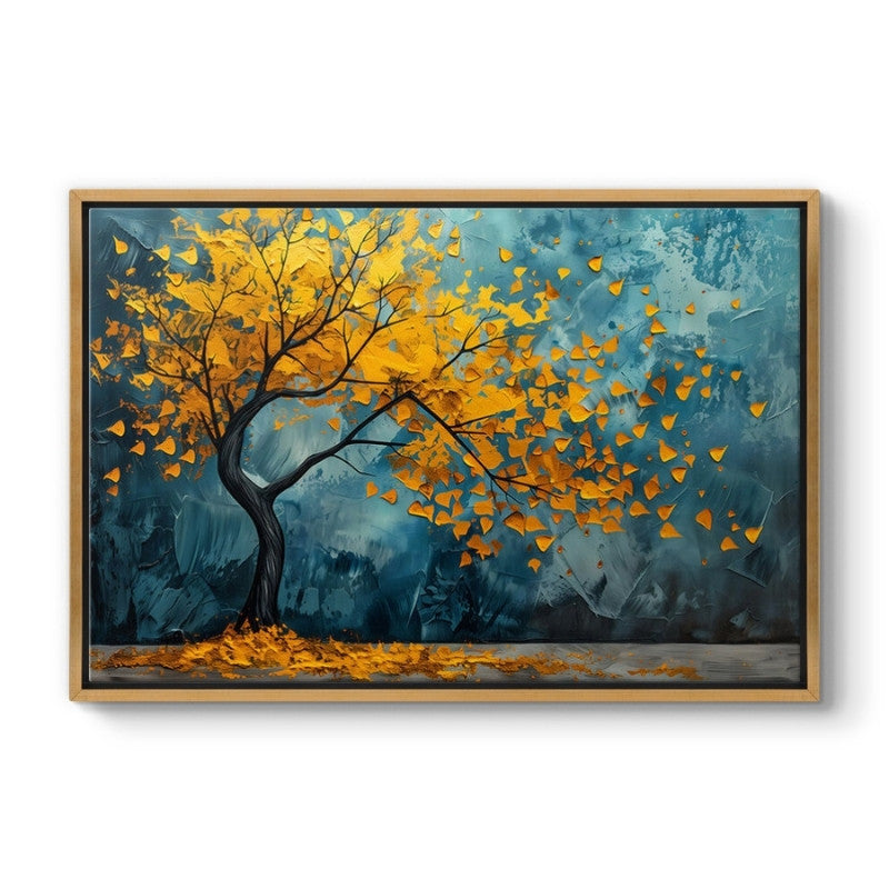 Πίνακας σε καμβά "Windblown Tree" Megapap ψηφιακής εκτύπωσης με κορνίζα χρώμα χρυσό 140x100x3εκ. - Hippiehome.gr