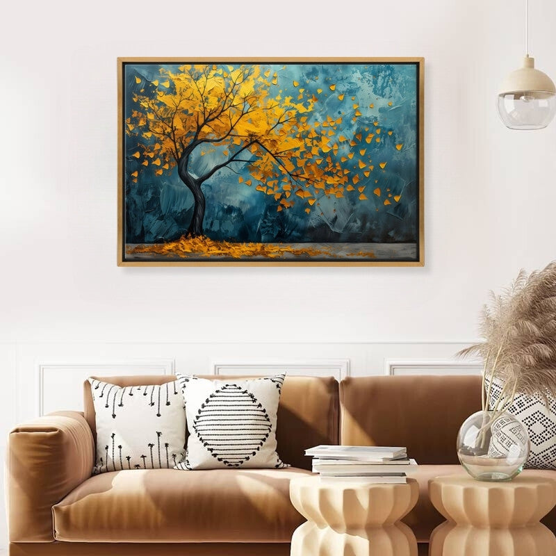 Πίνακας σε καμβά "Windblown Tree" Megapap ψηφιακής εκτύπωσης με κορνίζα χρώμα χρυσό 140x100x3εκ. - Hippiehome.gr