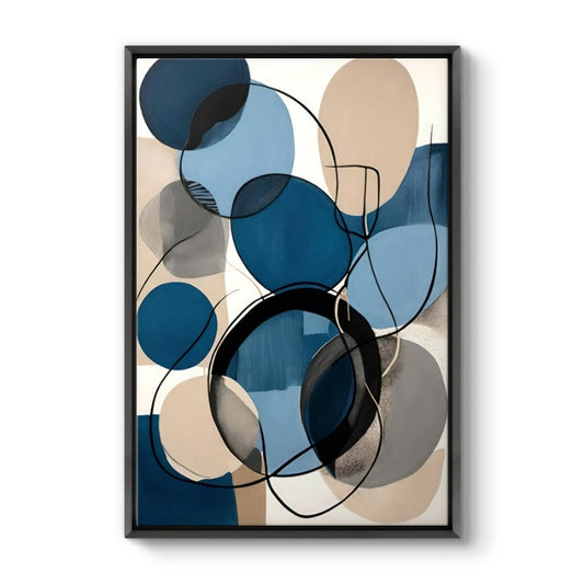 Πίνακας σε καμβά "Blue and Beige Abstract" Megapap ψηφιακής εκτύπωσης με κορνίζα χρώμα μαύρο 70x100x3εκ. - Hippiehome.gr