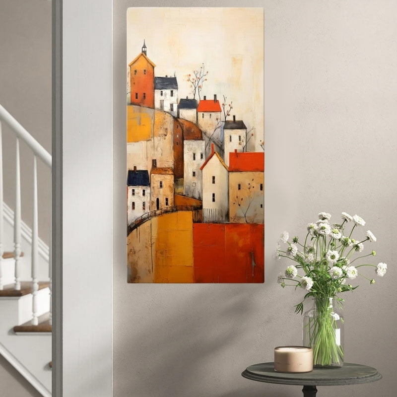 Πίνακας σε καμβά "Houses on the Hill" Megapap ψηφιακής εκτύπωσης 50x100x3εκ. - Hippiehome.gr