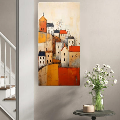 Πίνακας σε καμβά "Houses on the Hill" Megapap ψηφιακής εκτύπωσης 50x100x3εκ. - Hippiehome.gr