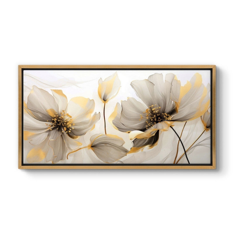 Πίνακας σε καμβά "Ethereal Blossom" Megapap ψηφιακής εκτύπωσης με κορνίζα χρώμα χρυσό 120x60x3εκ. - Hippiehome.gr