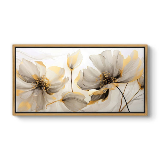 Πίνακας σε καμβά "Ethereal Blossom" Megapap ψηφιακής εκτύπωσης με κορνίζα χρώμα χρυσό 120x60x3εκ. - Hippiehome.gr