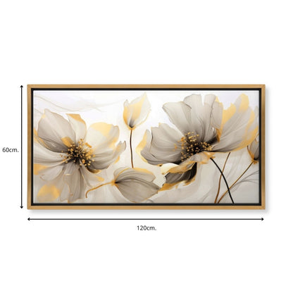 Πίνακας σε καμβά "Ethereal Blossom" Megapap ψηφιακής εκτύπωσης με κορνίζα χρώμα χρυσό 120x60x3εκ. - Hippiehome.gr