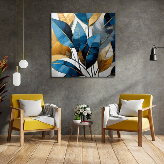 Πίνακας σε καμβά "Botanical Leaves" Megapap ψηφιακής εκτύπωσης 100x100x3εκ. - Hippiehome.gr