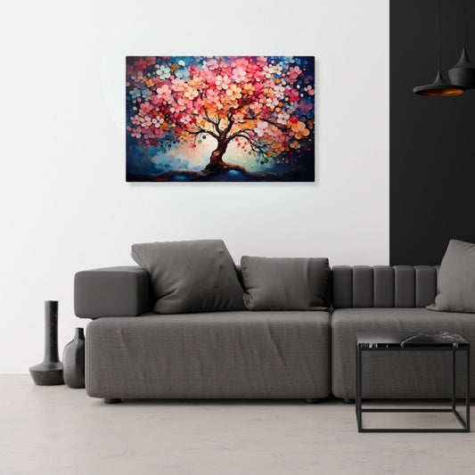Πίνακας σε καμβά "Pink Tree" Megapap ψηφιακής εκτύπωσης 100x70x3εκ. - Hippiehome.gr