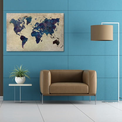 Πίνακας σε καμβά "World Map" Megapap ψηφιακής εκτύπωσης 125x80x3εκ. - Hippiehome.gr