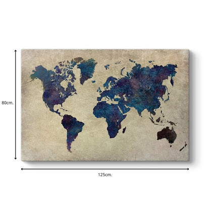 Πίνακας σε καμβά "World Map" Megapap ψηφιακής εκτύπωσης 125x80x3εκ. - Hippiehome.gr
