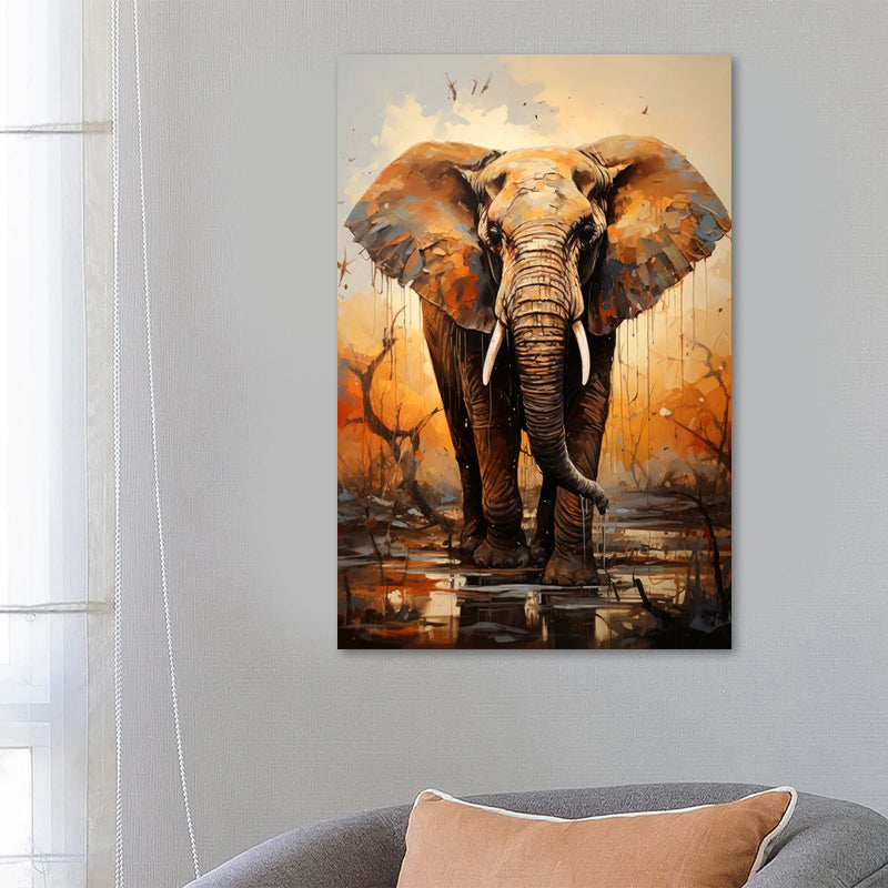 Πίνακας σε καμβά "Elephant Story" Megapap ψηφιακής εκτύπωσης 60x90x3εκ. - Hippiehome.gr