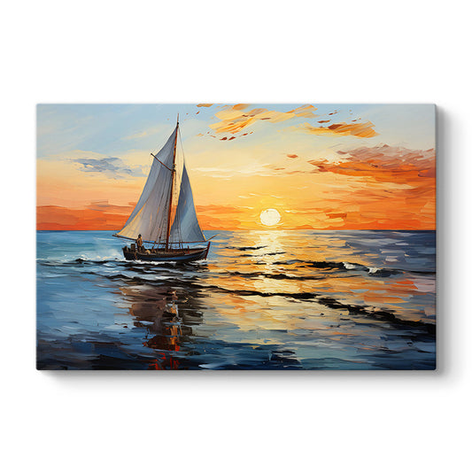 Πίνακας σε καμβά "Fisherman at the sunset" Megapap ψηφιακής εκτύπωσης 120x60x3εκ. - Hippiehome.gr