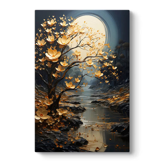 Πίνακας σε καμβά "Dance of Flowers in Moonlight" Megapap ψηφιακής εκτύπωσης 60x90x3εκ. - Hippiehome.gr