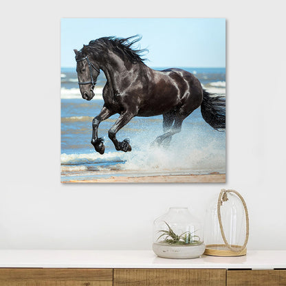 Πίνακας σε καμβά "Black Horse" Megapap ψηφιακής εκτύπωσης 60x60x3εκ. - Hippiehome.gr