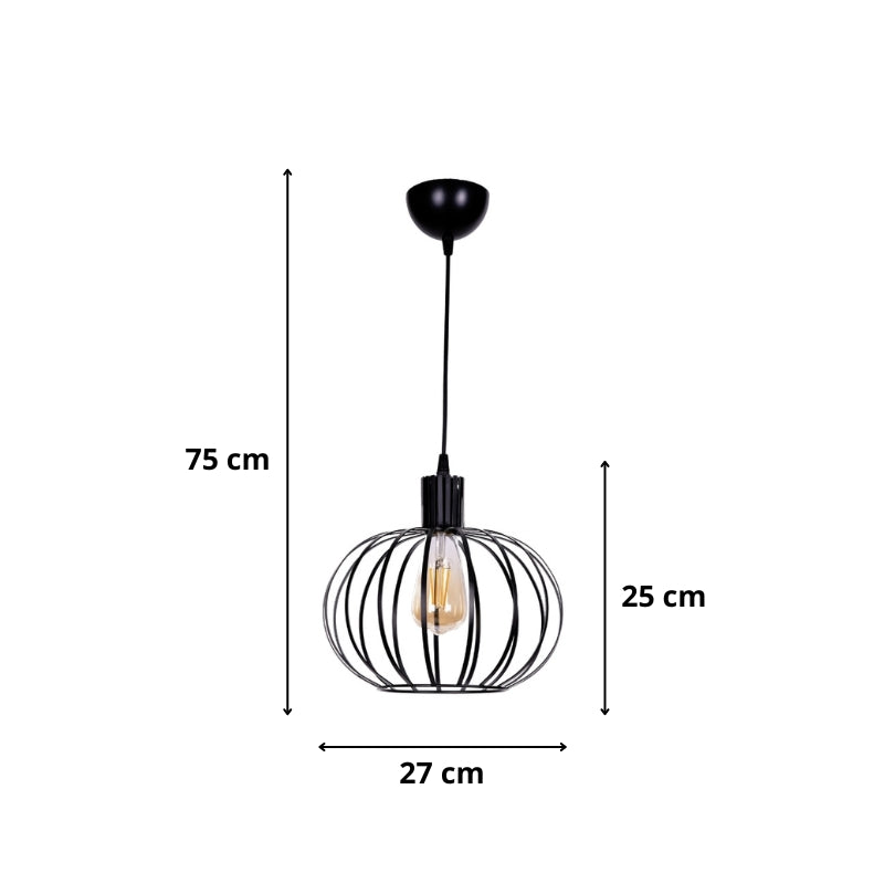 Ceiling lamp Arne Megapap E27 metal single light color black Ø27x75cm.