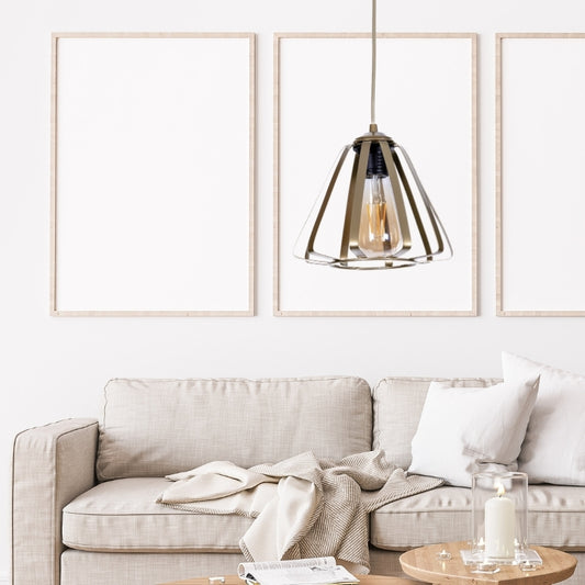 Φωτιστικό οροφής Teresa Megapap E27 μεταλλικό μονόφωτο χρώμα χρυσό Ø22x65εκ. - Hippiehome.gr