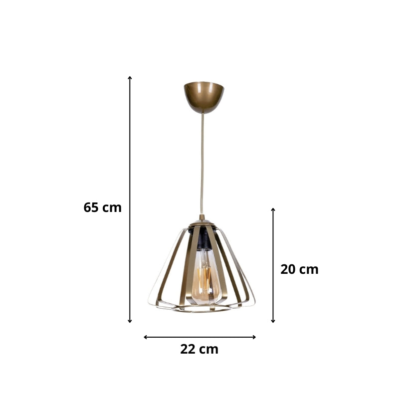 Ceiling lamp Teresa Megapap E27 metal single light color gold Ø22x65cm.