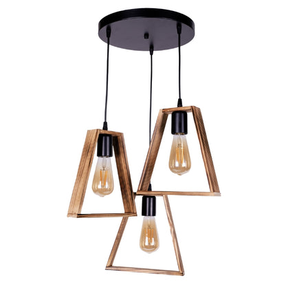 Ceiling lamp Esela Megapap E27 wooden three-light color natural - walnut Ø30x80cm.