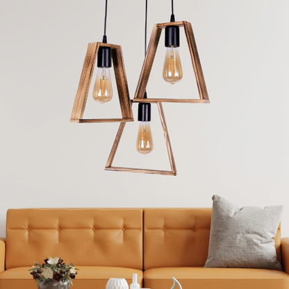 Ceiling lamp Esela Megapap E27 wooden three-light color natural - walnut Ø30x80cm.