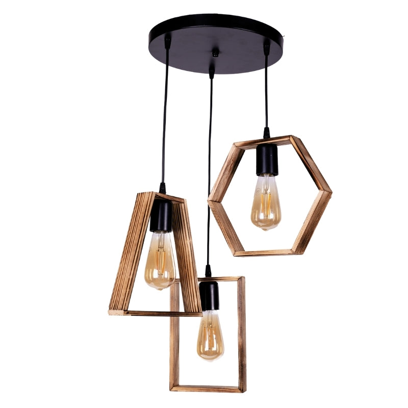 Ceiling lamp Esela II Megapap E27 wooden three-light color natural - walnut Ø30x80cm.