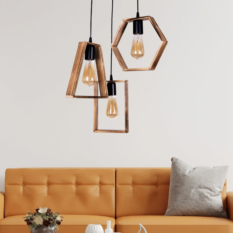 Ceiling lamp Esela II Megapap E27 wooden three-light color natural - walnut Ø30x80cm.