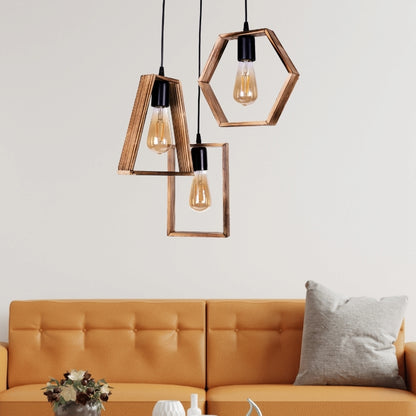 Ceiling lamp Esela II Megapap E27 wooden three-light color natural - walnut Ø30x80cm.