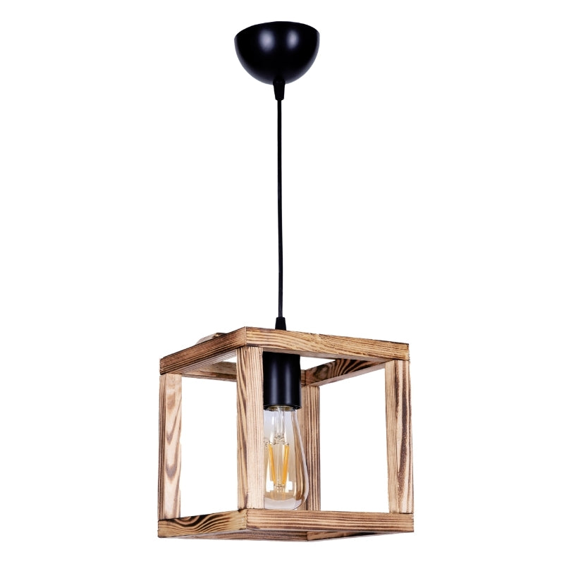 Ceiling lamp Moira Megapap E27 wooden single light natural color - walnut 20x20x70cm.