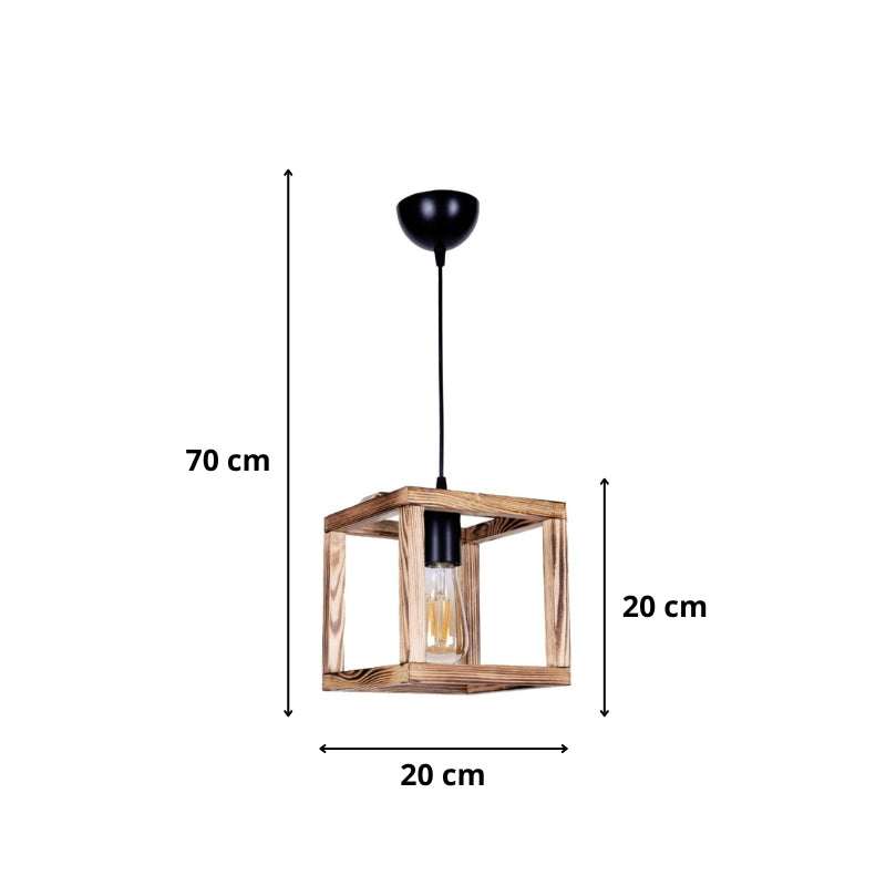 Ceiling lamp Moira Megapap E27 wooden single light natural color - walnut 20x20x70cm.