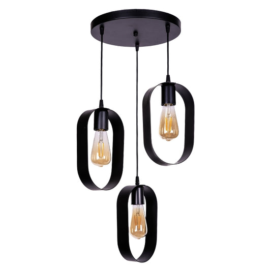 Φωτιστικό οροφής Mordo Megapap E27 μεταλλικό τρίφωτο χρώμα μαύρο Ø30x70εκ. - Hippiehome.gr