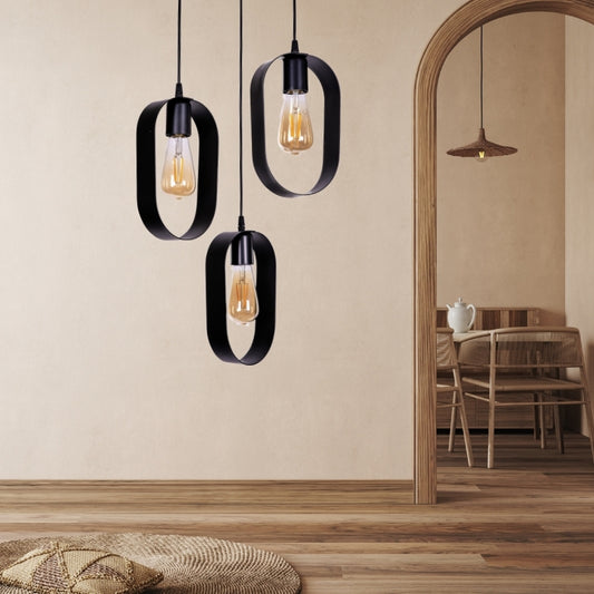 Φωτιστικό οροφής Mordo Megapap E27 μεταλλικό τρίφωτο χρώμα μαύρο Ø30x70εκ. - Hippiehome.gr