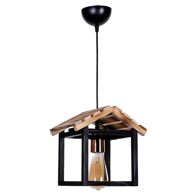 Ceiling lamp Kale Megapap E27 wooden single light color black - natural 25x18x65cm.