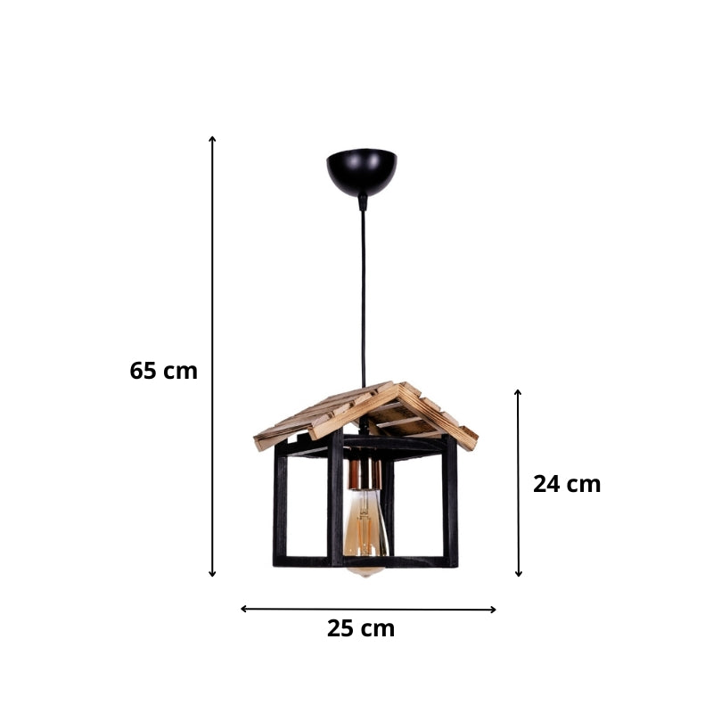 Ceiling lamp Kale Megapap E27 wooden single light color black - natural 25x18x65cm.