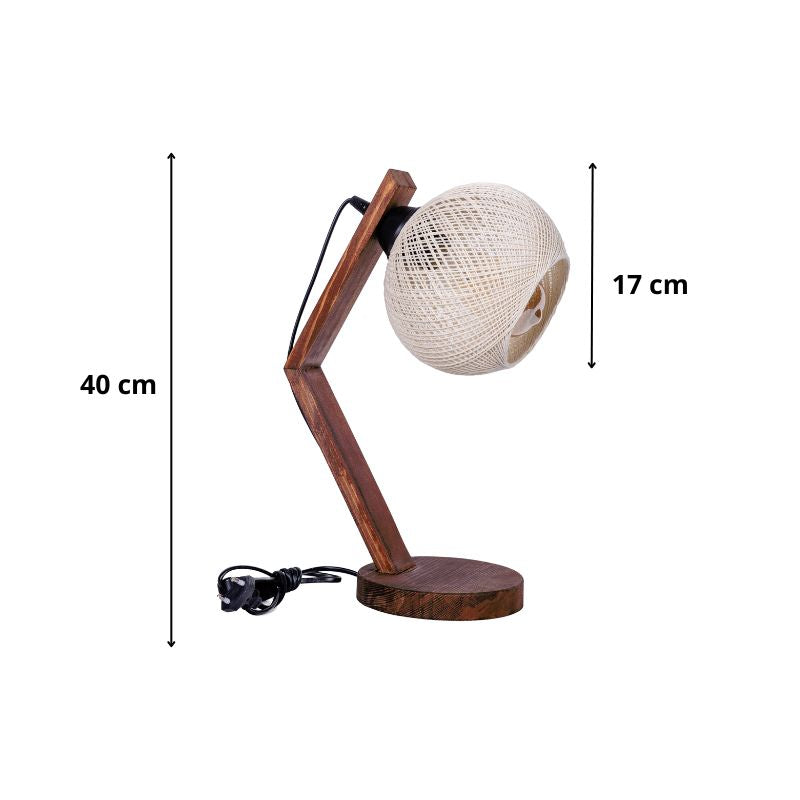 Table lamp Rope Megapap E27 wooden - rope color beige - walnut Ø17x40cm.