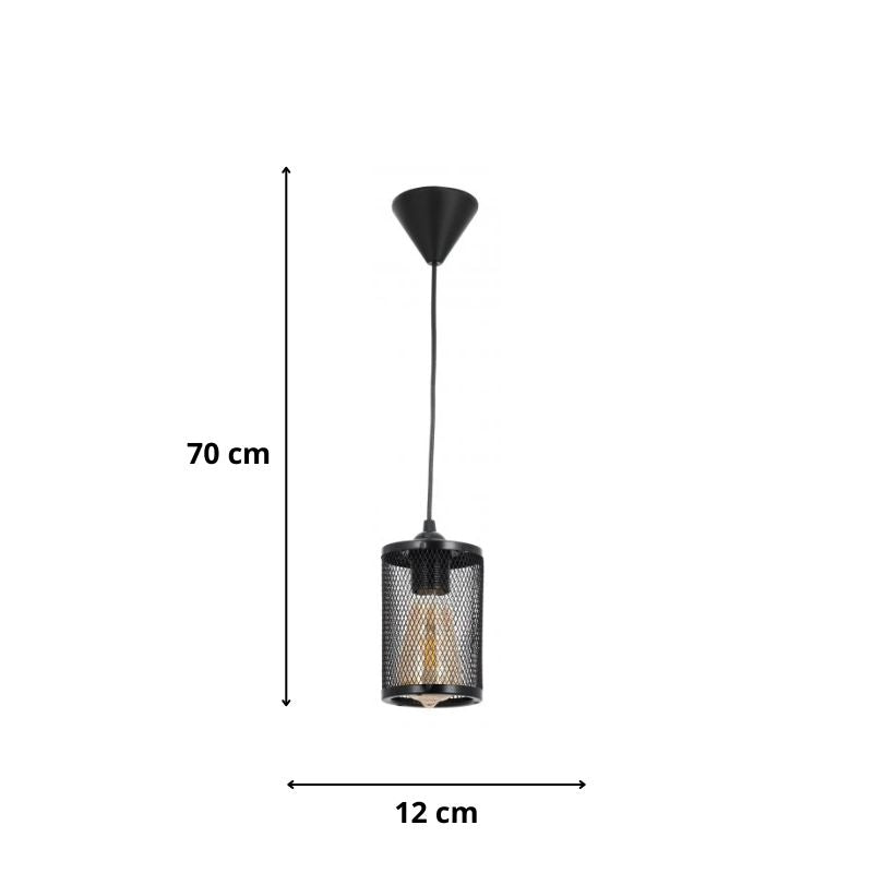 Ceiling lamp Meda Megapap E27 metal single light color black Ø12x70cm.