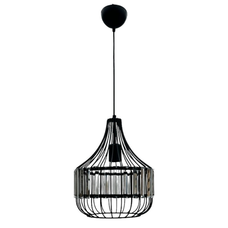 Ceiling lamp Merlin Megapap E27 metal - glass single light color black Ø28x80cm.