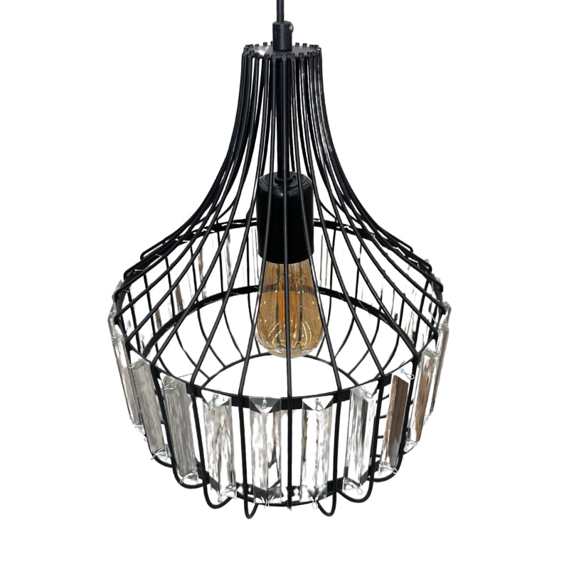 Ceiling lamp Merlin Megapap E27 metal - glass single light color black Ø28x80cm.