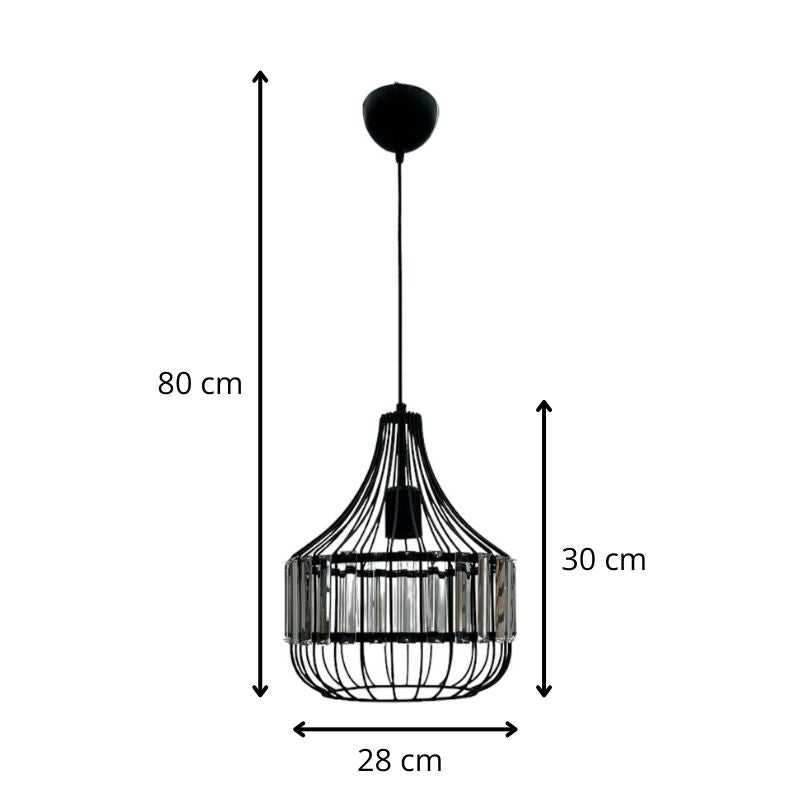 Ceiling lamp Merlin Megapap E27 metal - glass single light color black Ø28x80cm.