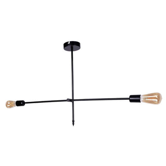 Φωτιστικό οροφής Nimo Megapap E27 μεταλλικό δίφωτο χρώμα μαύρο 92x12x57εκ. - Hippiehome.gr