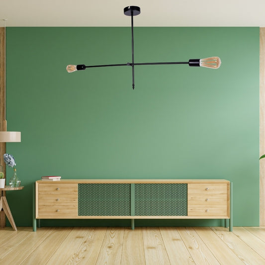 Φωτιστικό οροφής Nimo Megapap E27 μεταλλικό δίφωτο χρώμα μαύρο 92x12x57εκ. - Hippiehome.gr