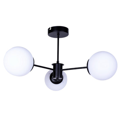 Ceiling lamp Fune Megapap E27 metal - glass three-light color black - white Ø60x30cm.