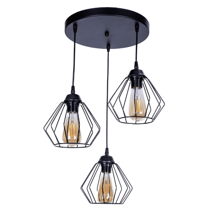 Ceiling lamp Bart Megapap E27 metal three-light color black 40x40x80cm.