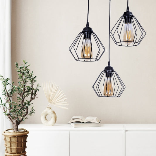 Φωτιστικό οροφής Bart Megapap E27 μεταλλικό τρίφωτο χρώμα μαύρο 40x40x80εκ. - Hippiehome.gr